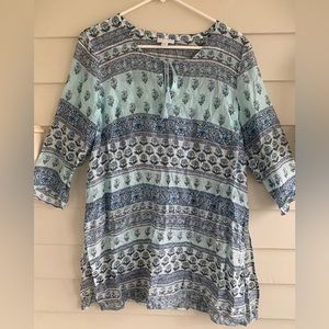 J. Jill Blue Floral Tunic Cover Up Size Medium Petite